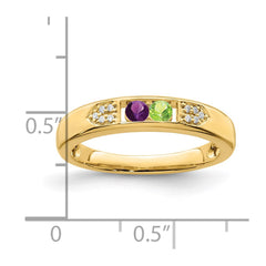 14K Family Jewelry Genuine Stone & Diamond Set Ring - 10