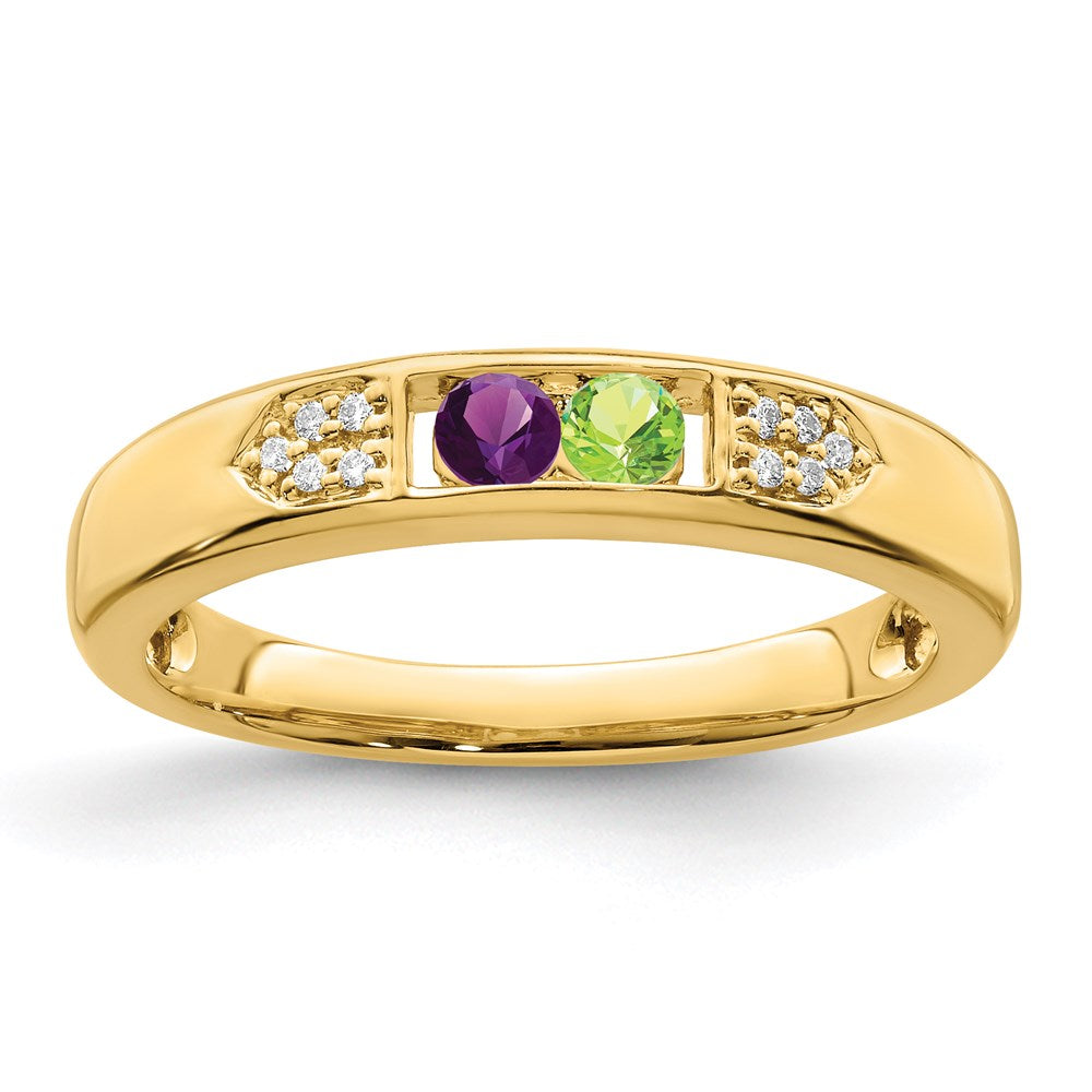 14K Family Jewelry Genuine Stone & Diamond Set Ring - 10