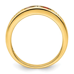 14K Family Jewelry Synthetic Stone & Diamond Set Ring - 25