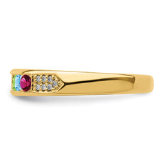14K Family Jewelry Synthetic Stone & Diamond Set Ring - 25