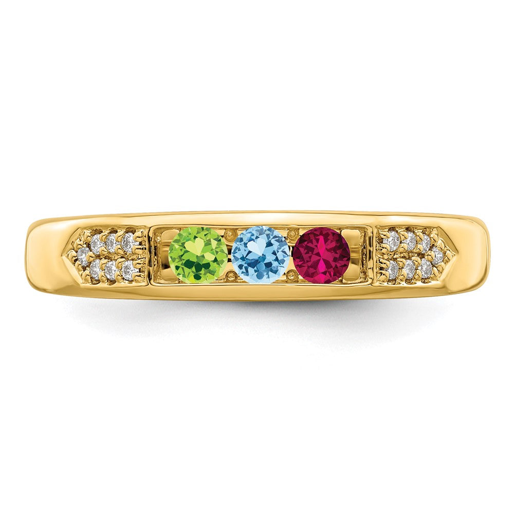 14K Family Jewelry Synthetic Stone & Diamond Set Ring - 25