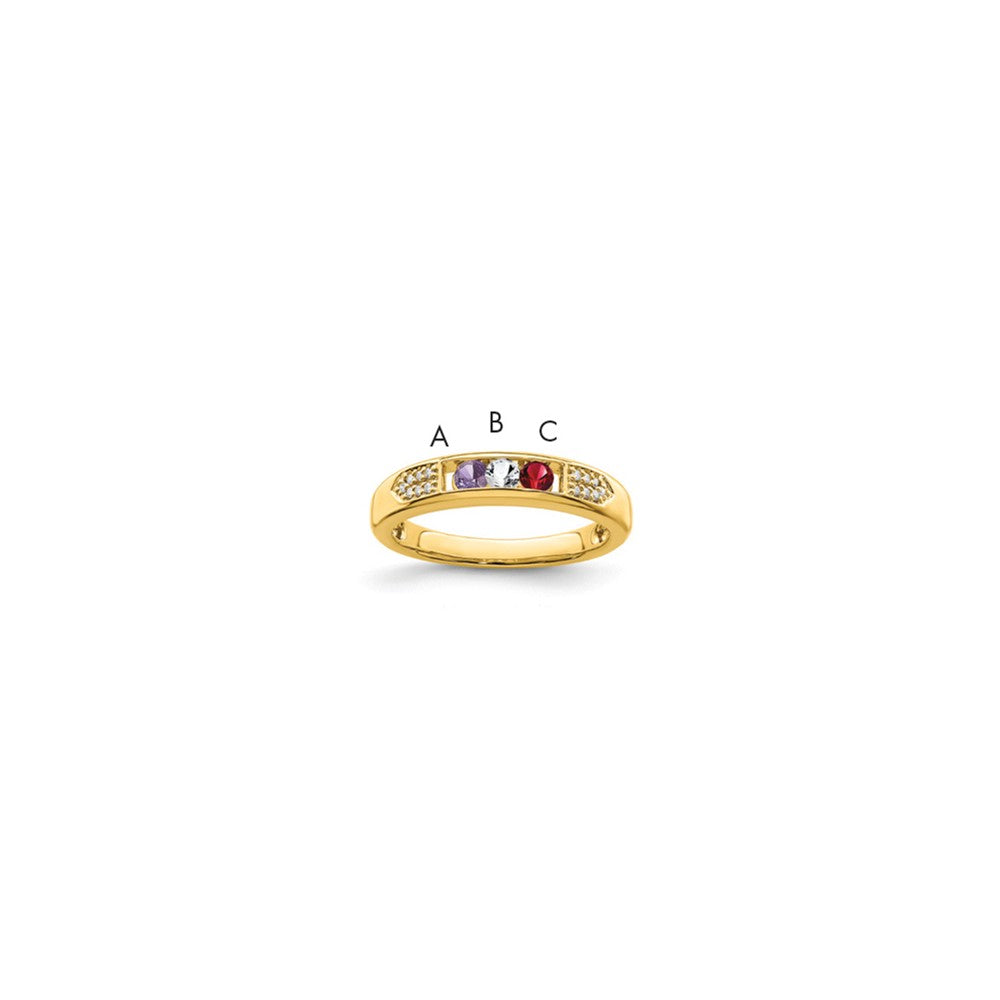 14K Family Jewelry Synthetic Stone & Diamond Set Ring - 25