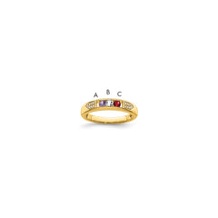 14K Family Jewelry Synthetic Stone & Diamond Set Ring - 25