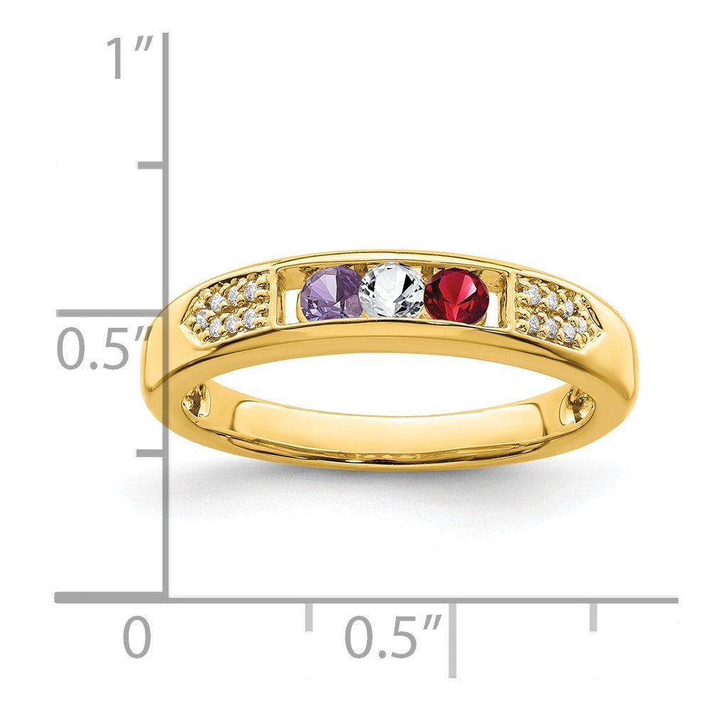 14K Family Jewelry Synthetic Stone & Diamond Set Ring - 25