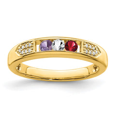 14K Family Jewelry Synthetic Stone & Diamond Set Ring - 25