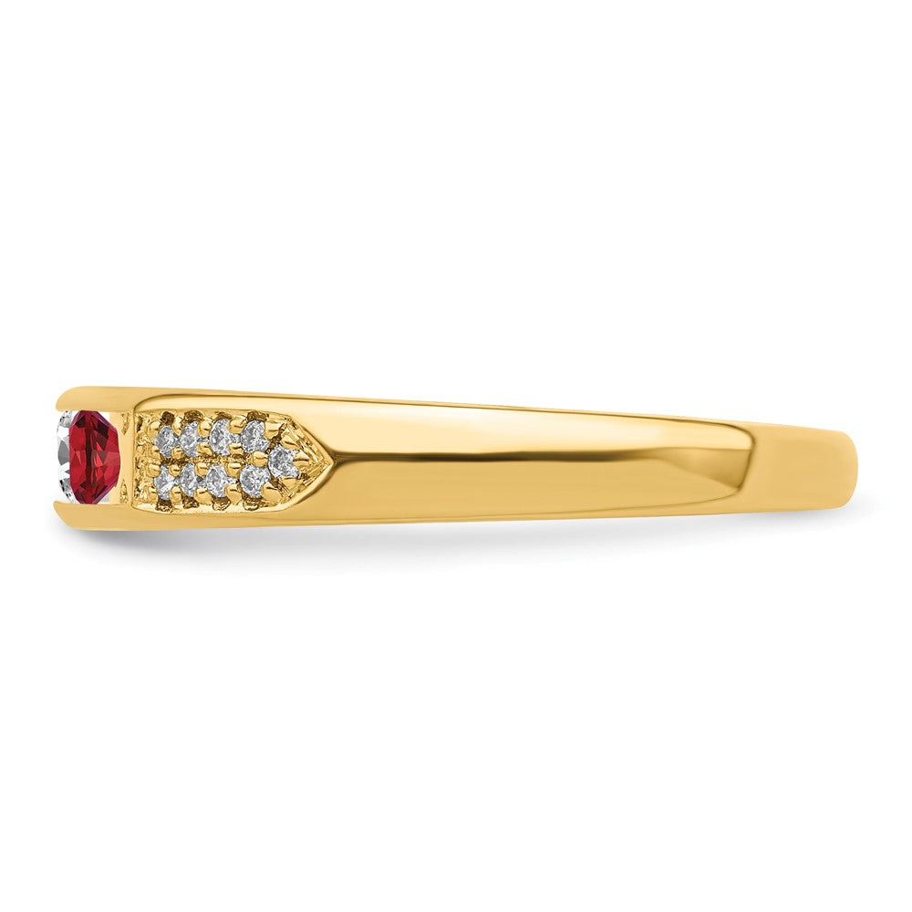 14K Family Jewelry Synthetic Stone & Diamond Set Ring - 30