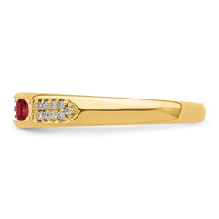 14K Family Jewelry Synthetic Stone & Diamond Set Ring - 30