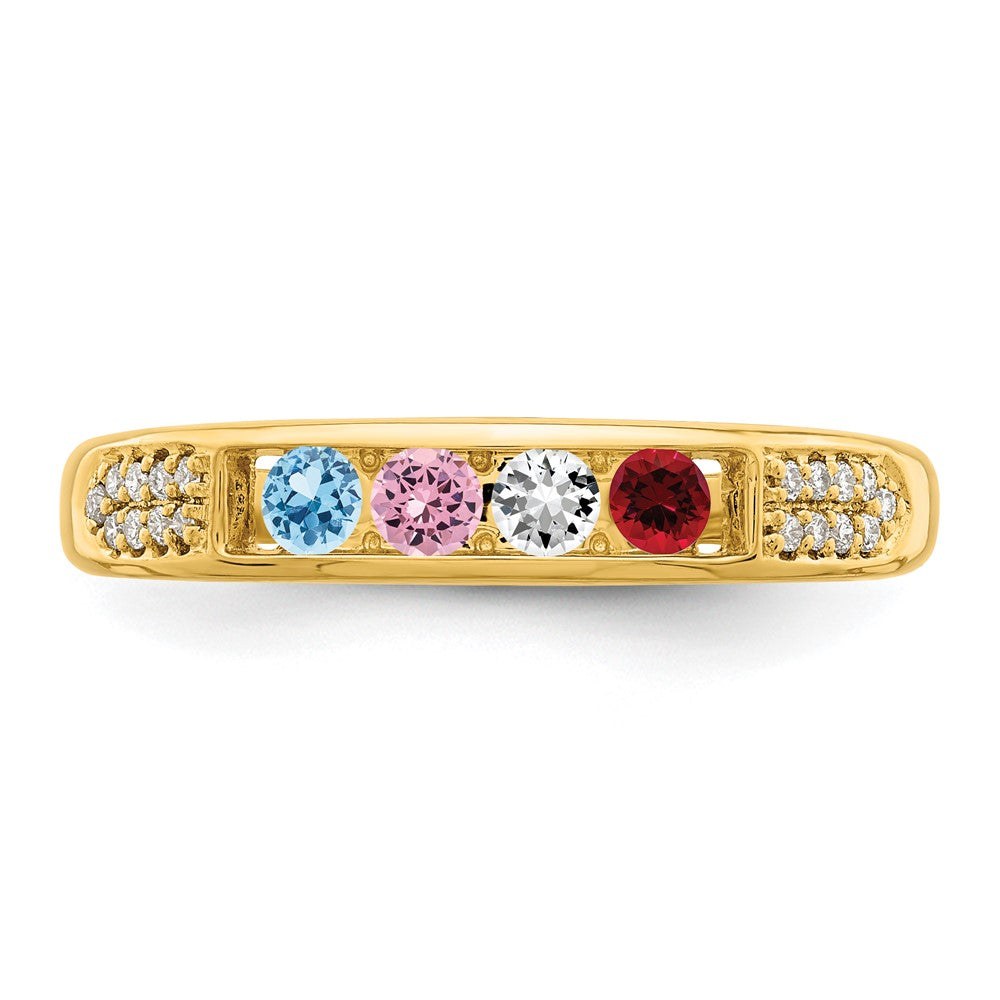 14K Family Jewelry Genuine Stone & Diamond Set Ring - 26