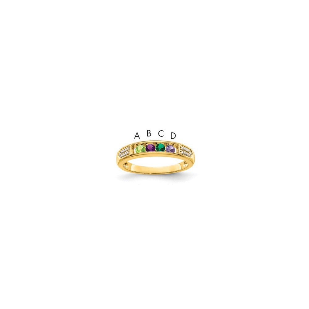 14K Family Jewelry Synthetic Stone & Diamond Set Ring - 30