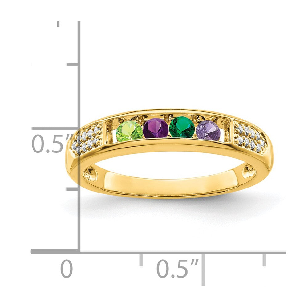 14K Family Jewelry Synthetic Stone & Diamond Set Ring - 30