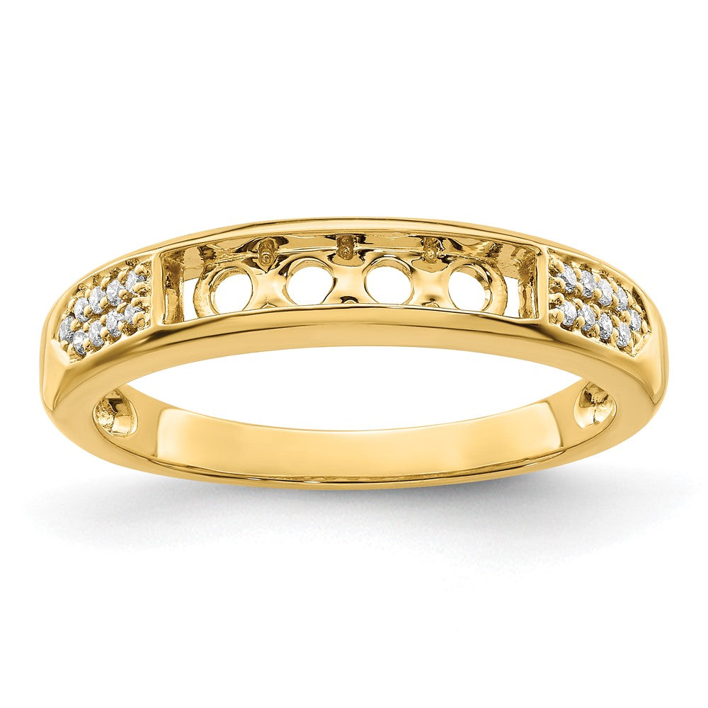 14K Family Jewelry Synthetic Stone & Diamond Set Ring - 30