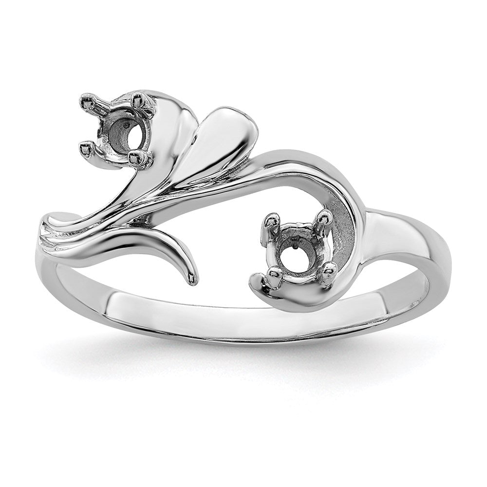 14k White Gold Genuine 2 Stone Mother's Ring - 9