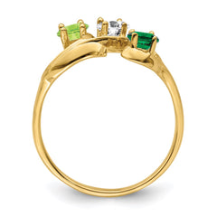 14k Genuine 3 Stone Mother's Ring - 17