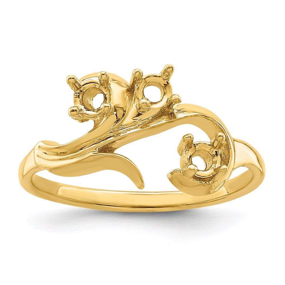 14k Genuine 3 Stone Mother's Ring - 17
