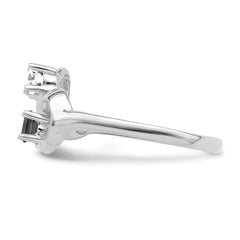 Sterling Silver Rhodium-plated Synthetic 3 Stone Mother's Ring - 107