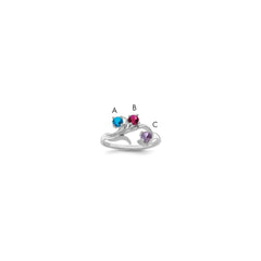 Sterling Silver Rhodium-plated Synthetic 3 Stone Mother's Ring - 107
