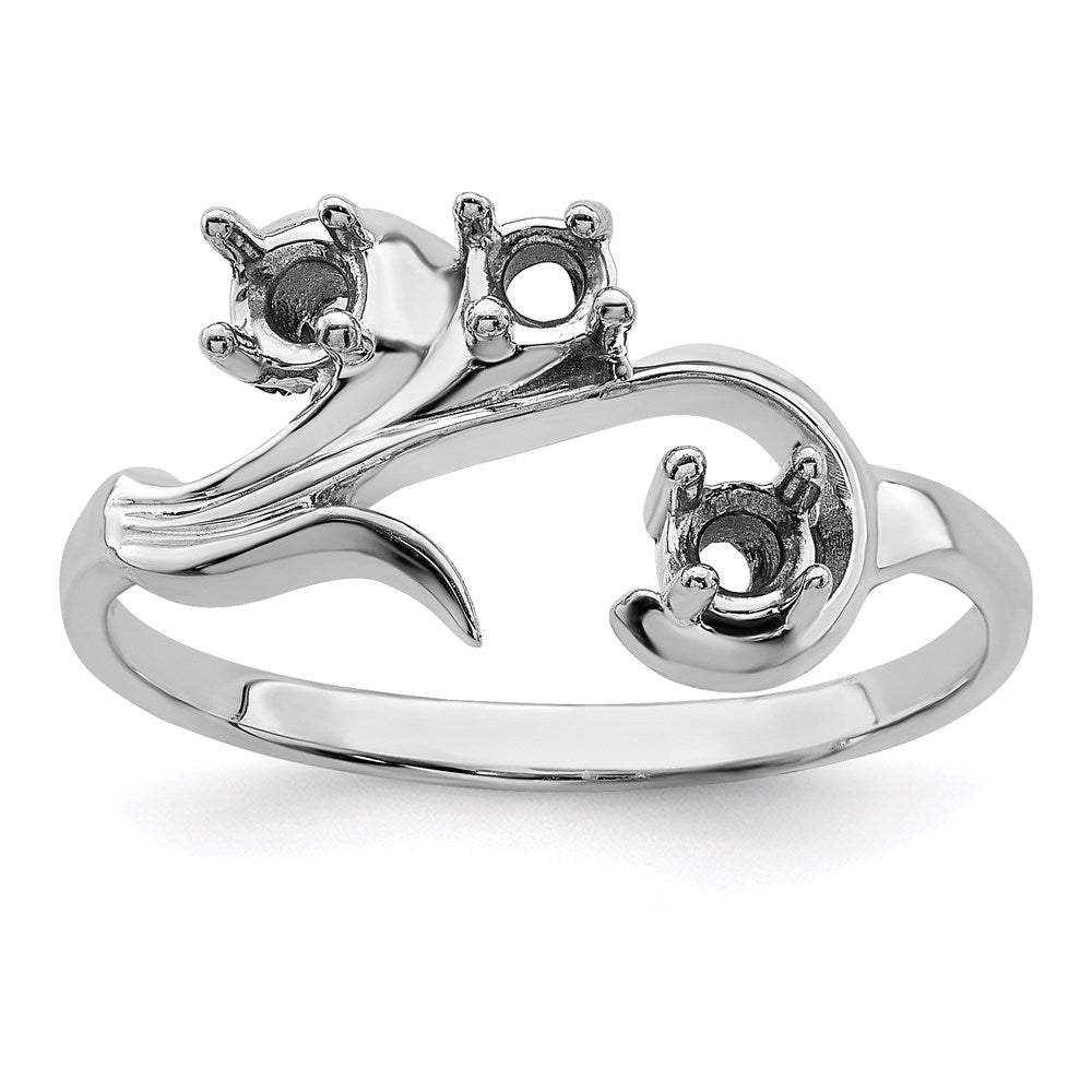 Sterling Silver Rhodium-plated Synthetic 3 Stone Mother's Ring - 107