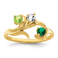 14k Genuine 3 Stone Mother's Ring - 17