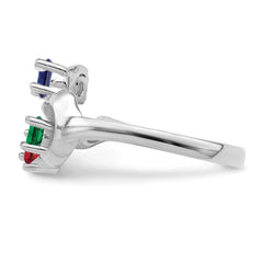Sterling Silver Rhodium-plated Synthetic 4 Stone Mother's Ring - 88
