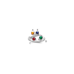 Sterling Silver Rhodium-plated Synthetic 4 Stone Mother's Ring - 87
