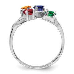 Sterling Silver Rhodium-plated Synthetic 4 Stone Mother's Ring - 88