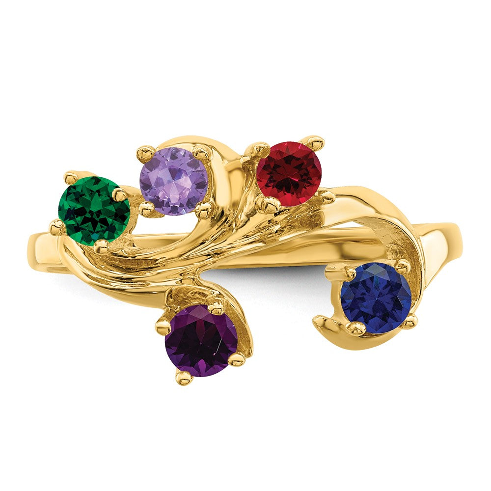 14k Genuine 5 Stone Mother's Ring - 8
