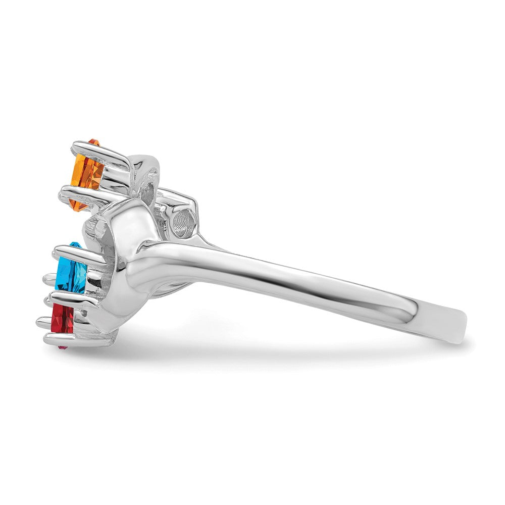 Sterling Silver Rhodium-plated Synthetic 5 Stone Mother's Ring - 73