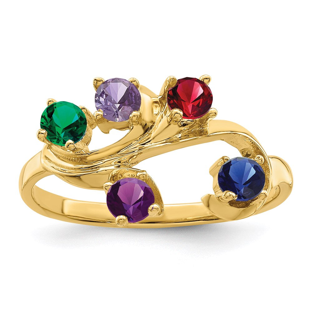 14k Polished 5-Stone Mothers Ring Mounting - 12