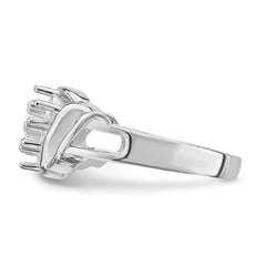 14k White Gold Polished 3-Stone Mothers Ring Mounting - 13