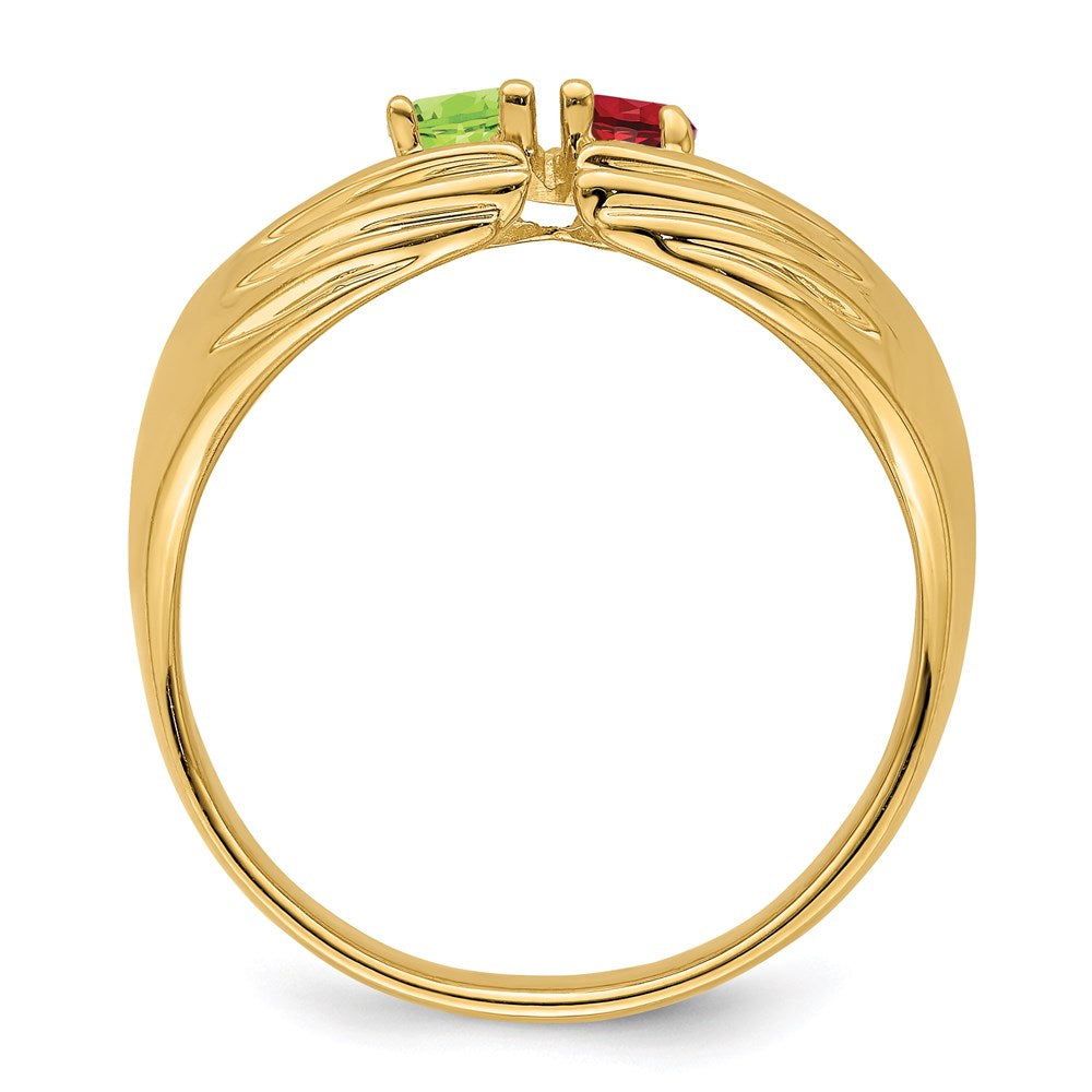 14k 2 Genuine Stone Family Ring - 2