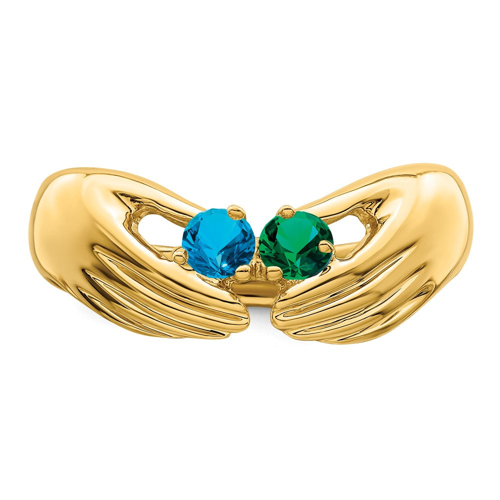 14k 2 Synthetic Stone Family Ring - 2