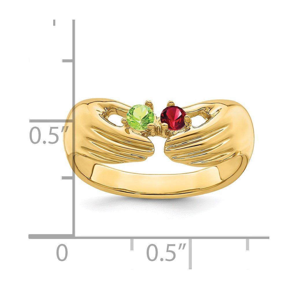14k 2 Genuine Stone Family Ring - 2
