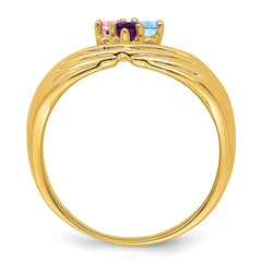 14k 3 Genuine Stone Family Ring