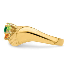 14k 3 Genuine Stone Family Ring