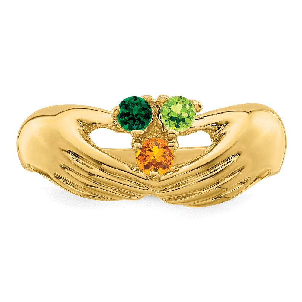 14k 3 Genuine Stone Family Ring