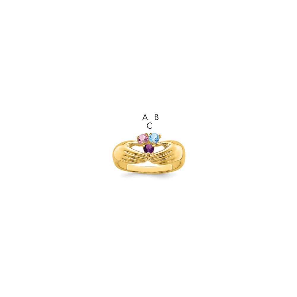 14k 3 Genuine Stone Family Ring