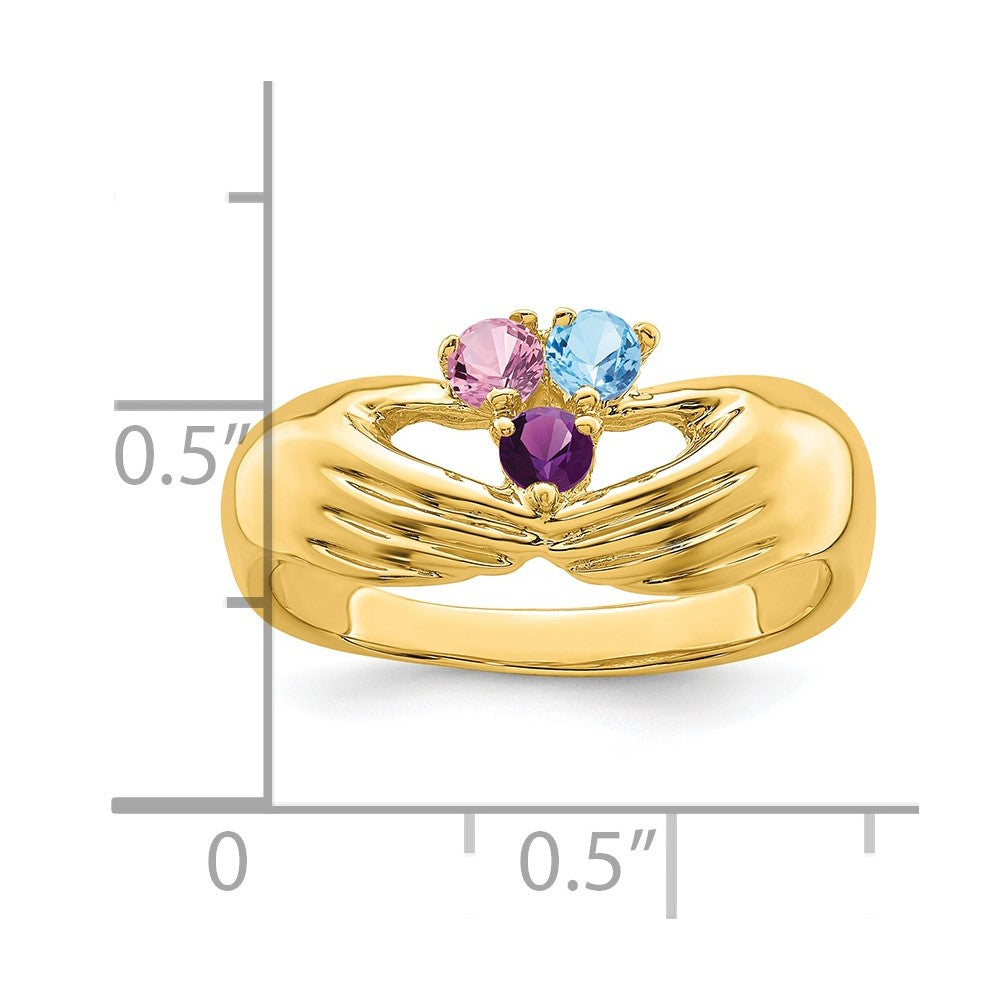 14k 3 Genuine Stone Family Ring