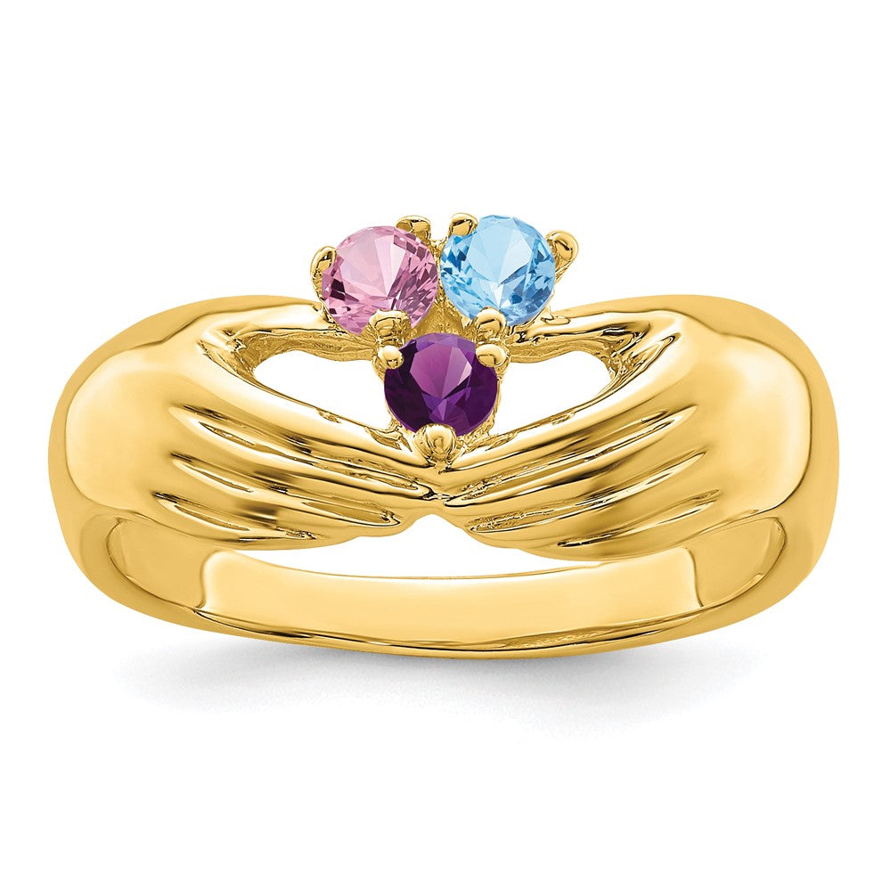 14k 3 Genuine Stone Family Ring