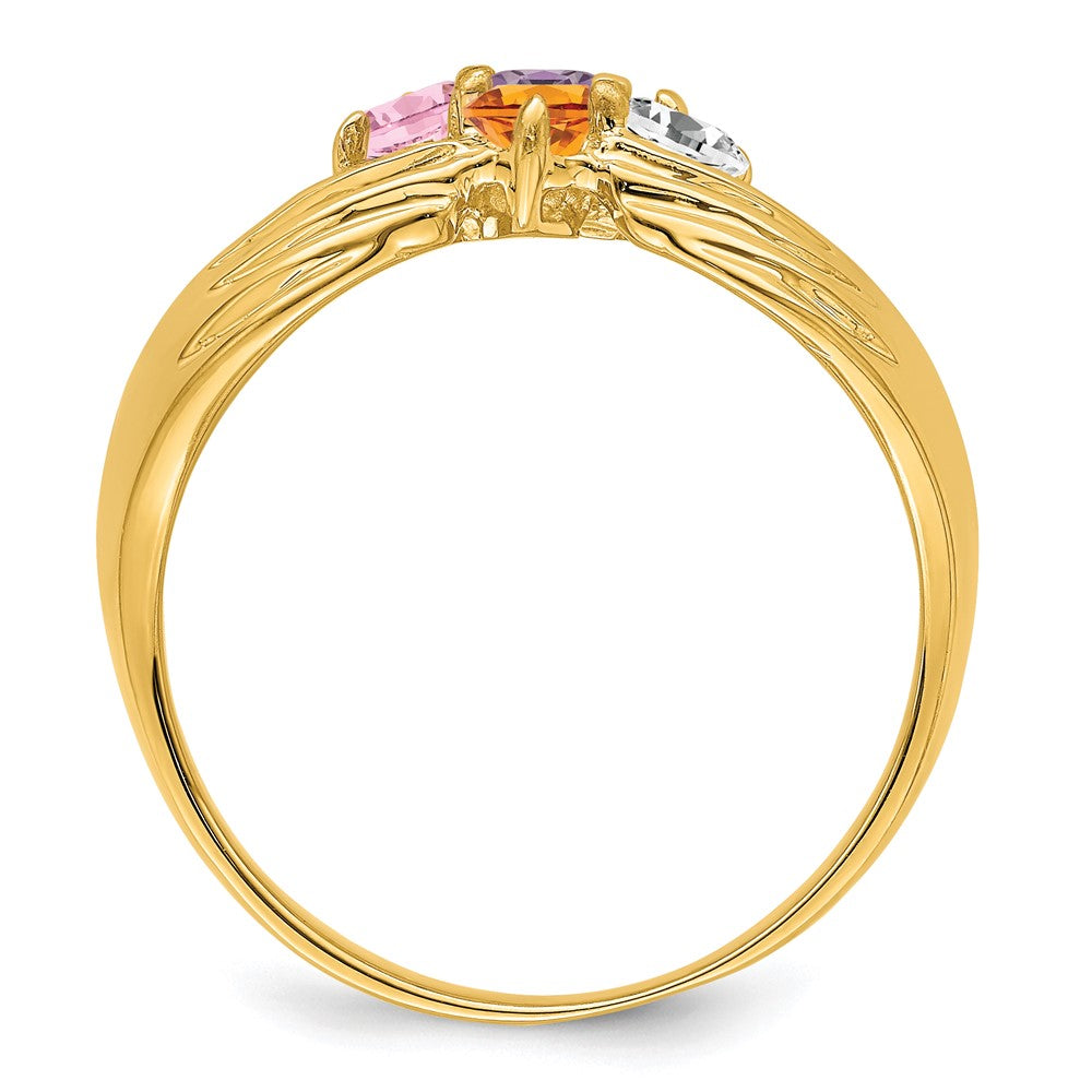14k 4 Genuine Stone Family Ring