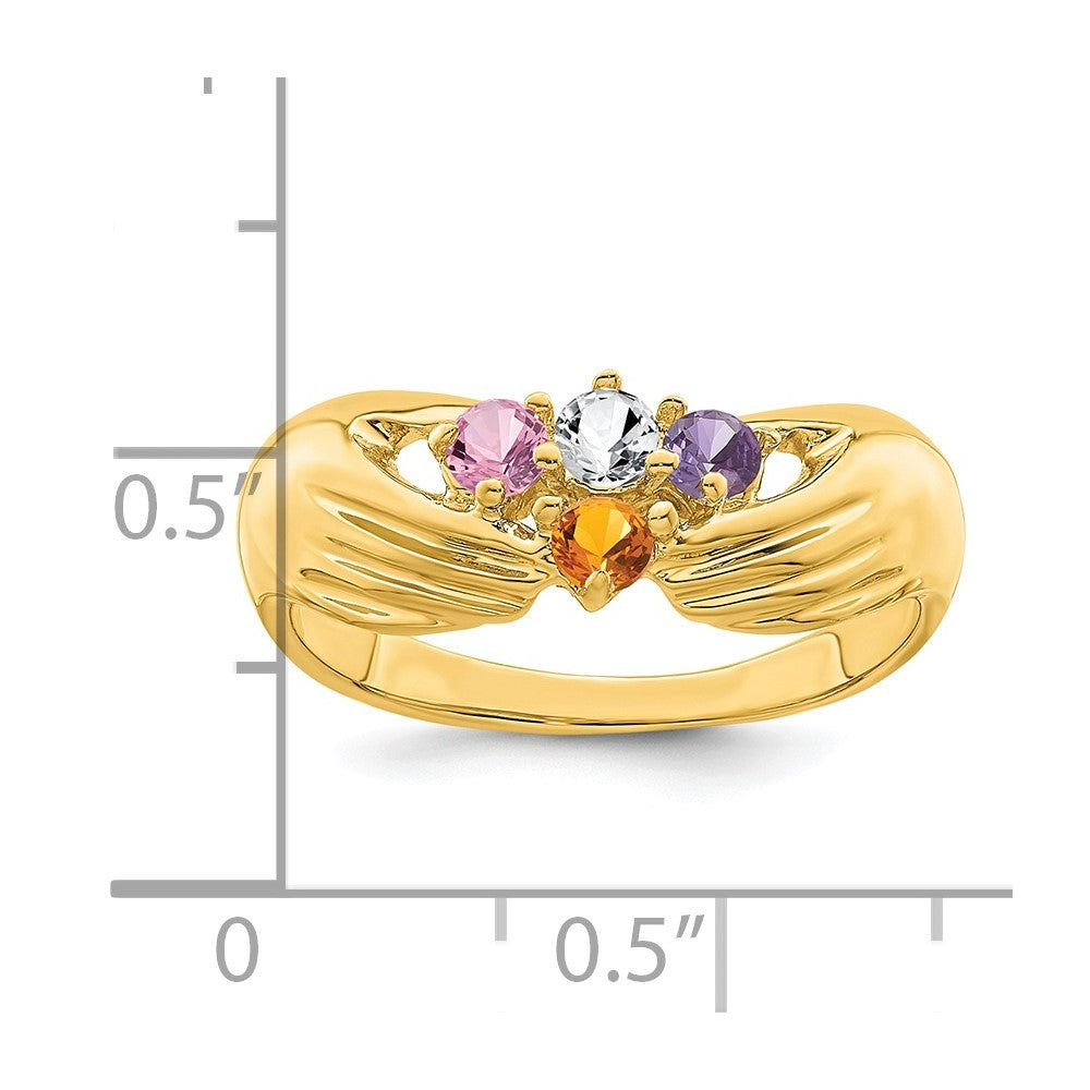 14k 4 Genuine Stone Family Ring