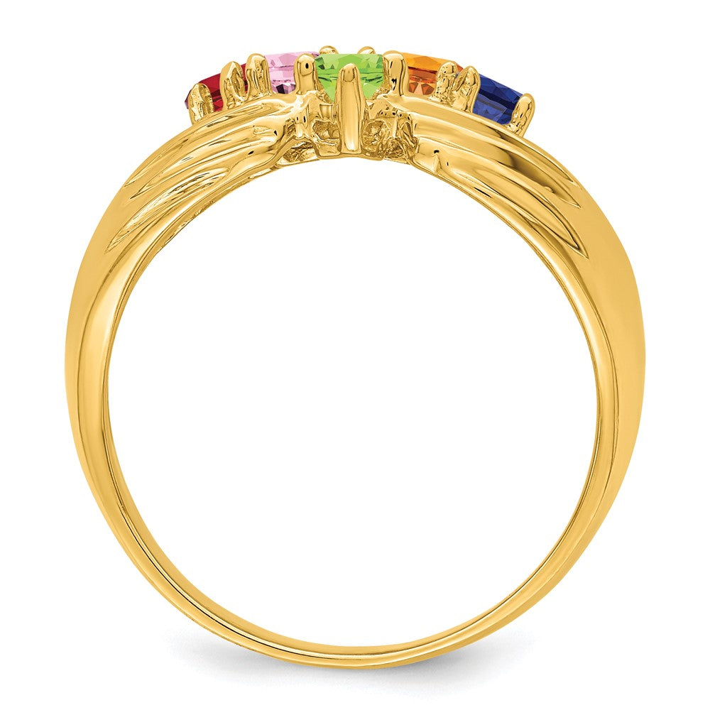 14k 5 Synthetic Stone Family Ring