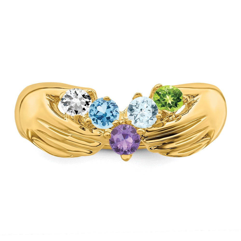 14k 5 Synthetic Stone Family Ring