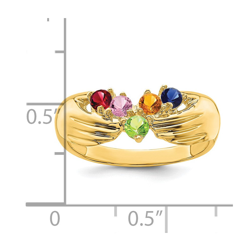 14k 5 Synthetic Stone Family Ring