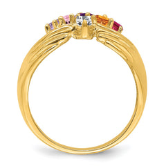 14k 6 Genuine Stone Family Ring