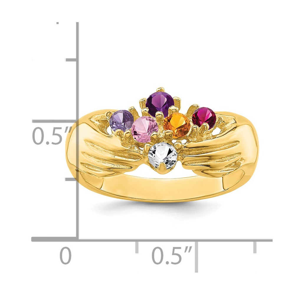 14k 6 Genuine Stone Family Ring