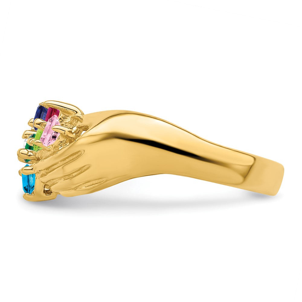14k 7 Synthetic Stone Family Ring