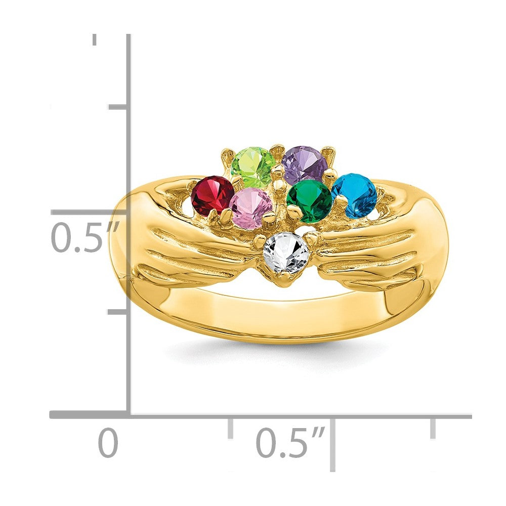 14k 7 Synthetic Stone Family Ring