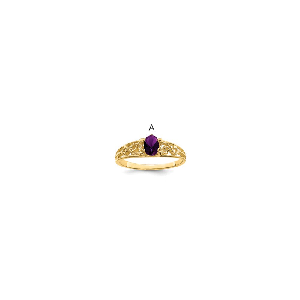 14k 1 Synthetic Stone Family Ring - 2