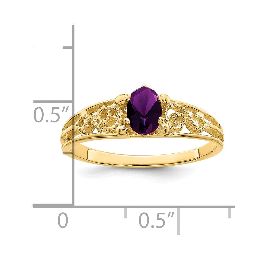 14k 1 Synthetic Stone Family Ring - 2