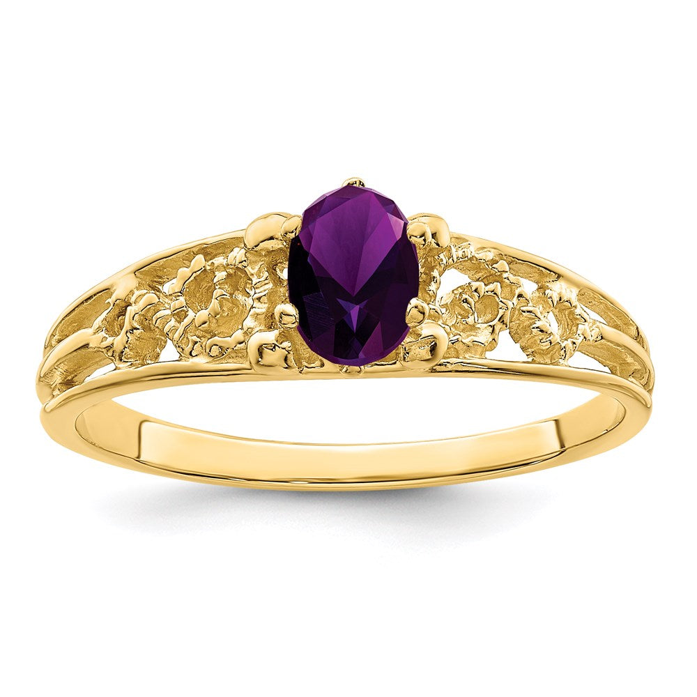 14k 1 Synthetic Stone Family Ring - 2